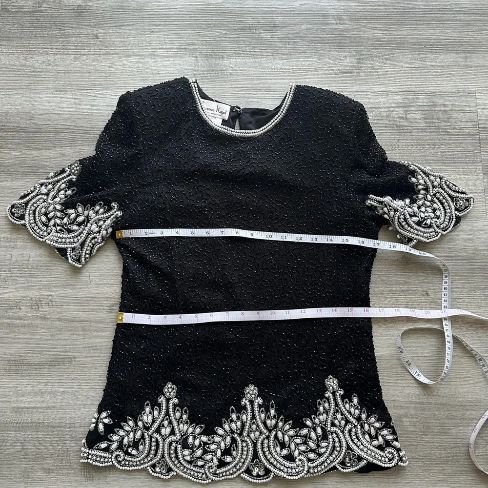 Laurence Cazar party top silk stunning night elegant classy look Sz L - Picture 5 of 7